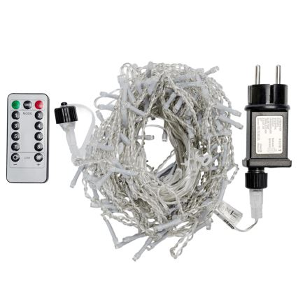 Aigostar - Cadena de luces navideñas LED para exterior 150xLED/6W/230V/8 funciones 1,5x1m IP44 blanco frío + mando a distancia