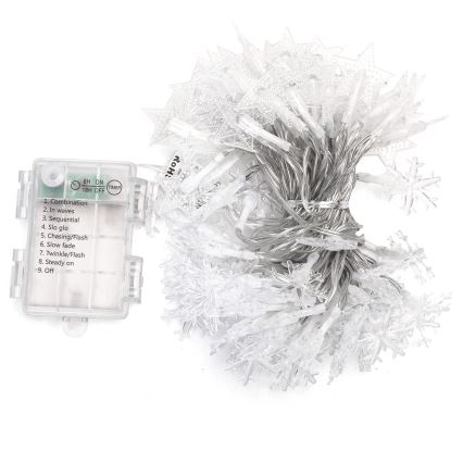 Aigostar - Cadena navideña LED para exterior, 100 LEDs/8 funciones, 3xAA, 10 m, IP44, blanco frío