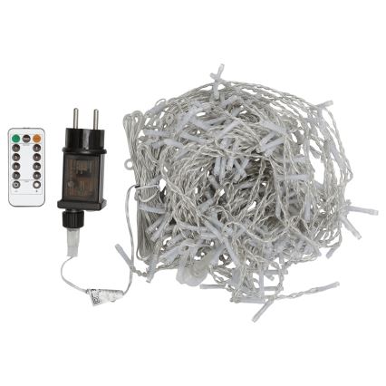 Aigostar - Guirnalda navideña LED para exterior 300xLED/8 funciones 3x1m IP44 blanco frío + mando a distancia
