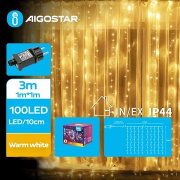 Aigostar - Guirnalda LED para exterior 100 LED/8 funciones 4x1m IP44 blanco cálido