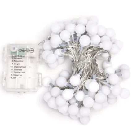 Aigostar - Guirnalda LED exterior 100 LEDs / 3xAA / 8 funciones, 10,3 m, IP44, blanco frío