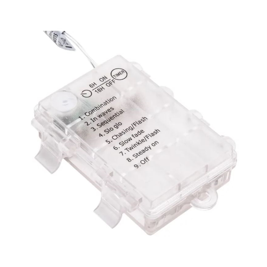 Aigostar - Guirnalda LED exterior 100 LEDs / 3xAA / 8 funciones, 10,3 m, IP44, blanco frío