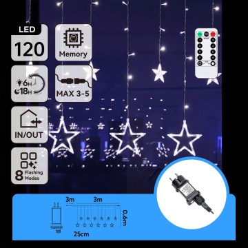 Aigostar - Guirnalda LED para exterior 120 LEDs/8 modos 3x0,6 m IP44 blanco frío + mando a distancia