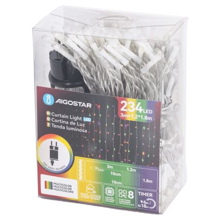 Aigostar - Guirnalda LED para exterior 234 LEDs/8 funciones 1,2x1,8 m IP44 multicolor