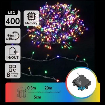 Aigostar - Guirnalda LED para exterior 400xLED/8 funciones 4xAA 20,3 m IP44 multicolor