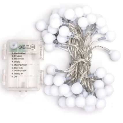 Aigostar - Guirnalda LED para exterior 50xLED/3xAA/8 funciones 5,3 m IP44 blanco frío