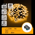 Aigostar - Guirnalda LED para exterior 50 LEDs/8 funciones/3 pilas AA/5,3 m/IP44/blanco cálido