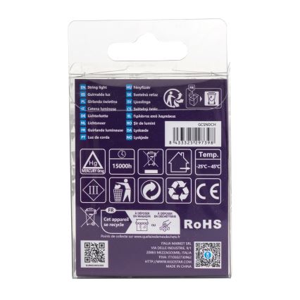 Aigostar - Guirnalda LED para exterior 50xLED/8 funciones, 3xAA, 5,3 m, IP44, blanco cálido