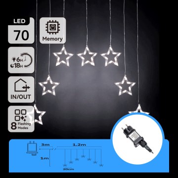 Aigostar - Guirnalda LED para exterior 70xLED 1,2x1m IP44 blanco frío con estrellas