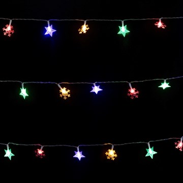 Aigostar - Guirnalda navideña exterior LED RGBY 100xLED/8 funciones 3xAA 10m IP44 estrellas