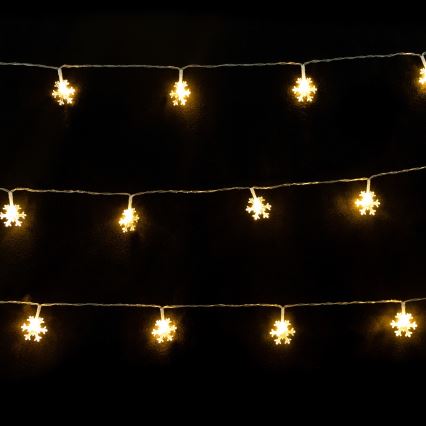Aigostar - Guirnalda navideña LED 10xLED/3xAA 1,5m en blanco cálido con copos de nieve