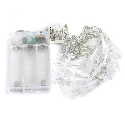 Aigostar - Guirnalda navideña LED 10xLED/3xAA 1,5m en blanco cálido con copos de nieve