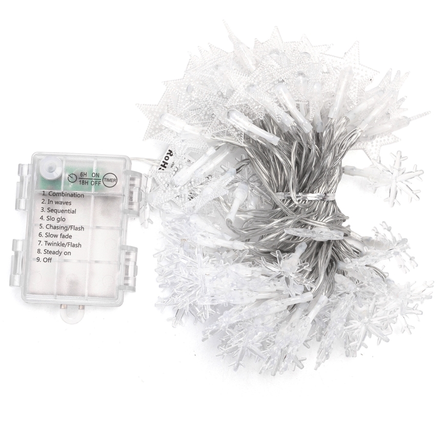 Aigostar - Guirnalda navideña LED para exterior 100xLED/8 funciones 3xAA 10 m IP44 blanco frío