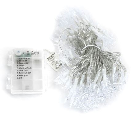 Aigostar - Guirnalda navideña LED para exterior 100 LEDs / 8 funciones, 3x AA, 10 m, IP44, blanco cálido, estrellas