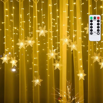 Aigostar - Guirnalda navideña LED para exterior 120xLED/8 funciones 3x0,7m IP44 blanco cálido + mando a distancia
