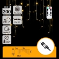 Aigostar - Guirnalda navideña LED para exterior 200 LEDs/6W/230V/8 funciones 3x1m IP44 blanco cálido + mando a distancia