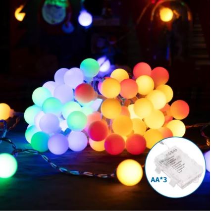 Aigostar - Guirnalda navideña LED para exterior 25 LEDs/3x AA/8 funciones 2,8 m IP44 multicolor
