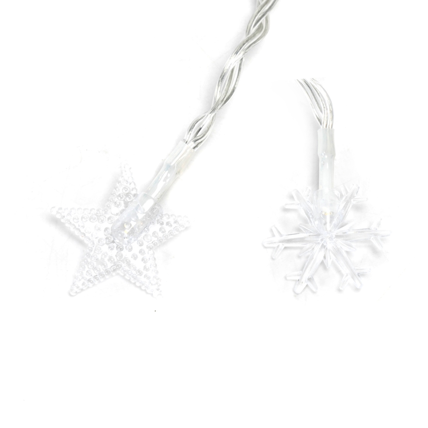 Aigostar - Cadena de luces navideñas LED para exterior, 25 LEDs, 8 funciones, alimentada por 3xAA, 2,5 m, IP44, blanco cálido, con estrellas