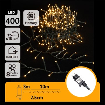 Aigostar - Guirnalda navideña LED para exterior 400 LEDs/8 funciones 13 m IP44 blanco cálido