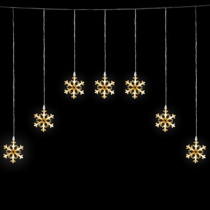 Aigostar - Cadena de Navidad LED para exterior, 84 LEDs, 8 funciones, 1,2 x 1 m, IP44, blanco cálido, copos de nieve