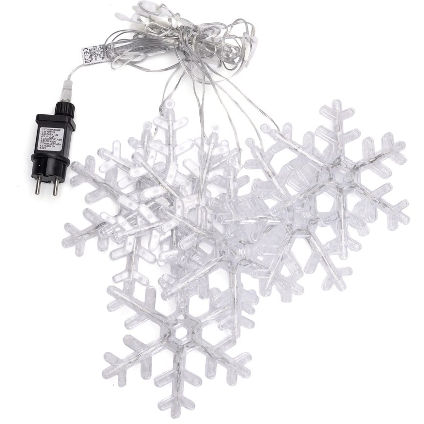 Aigostar - Cadena de Navidad LED para exterior, 84 LEDs, 8 funciones, 1,2 x 1 m, IP44, blanco cálido, copos de nieve
