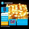 Aigostar - Guirnalda solar LED 100 LEDs/8 funciones, 12 m, 800 mAh, IP65, blanco cálido