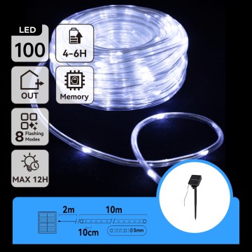 Aigostar - Guirnalda solar LED 100 LEDs/8 funciones 12 m IP65 blanco frío 800 mAh