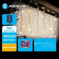 Aigostar - Guirnalda solar LED, 100 LEDs, 8 funciones, 8 x 0,4 m, IP65, blanco cálido, 800 mAh