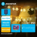 Aigostar - Guirnalda solar LED 50 LEDs / 8 funciones, 12 m, 800 mAh, IP65, blanco cálido