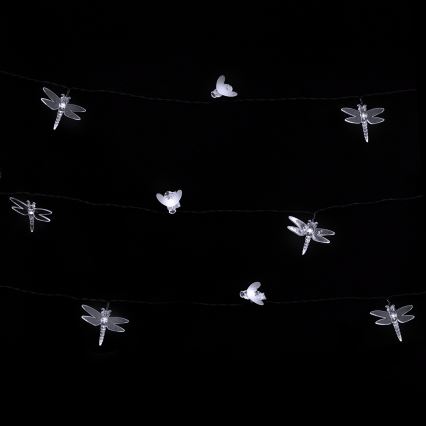 Aigostar - Cadena decorativa solar de 50 LED / 8 funciones, 10 m, 800 mAh, IP65, blanco frío