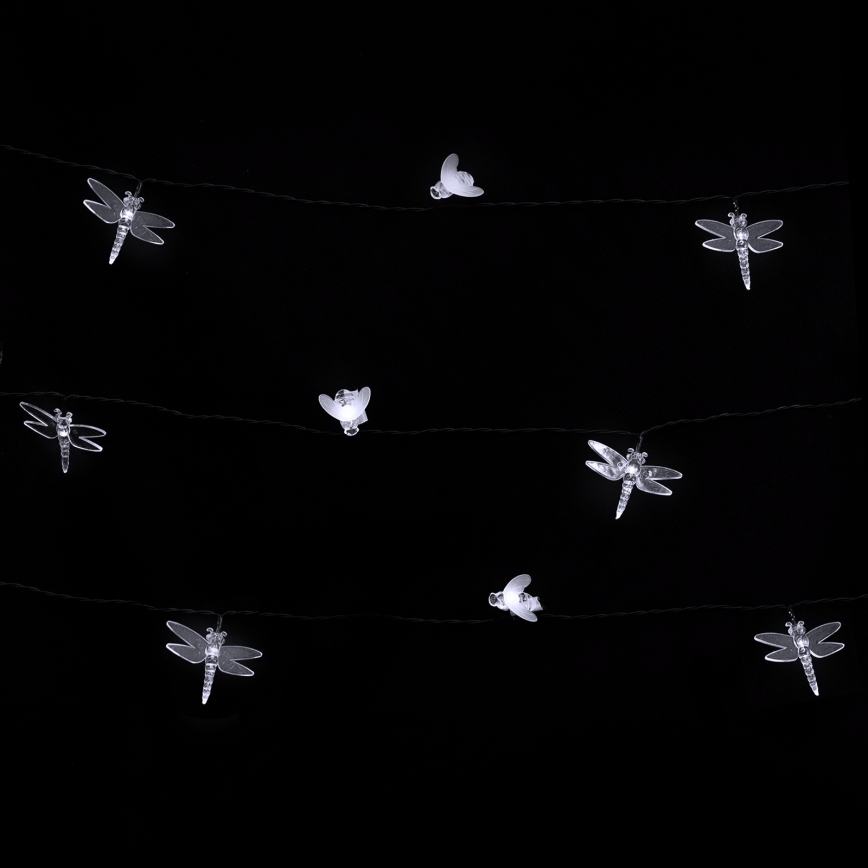 Aigostar - Cadena decorativa solar de 50 LED / 8 funciones, 10 m, 800 mAh, IP65, blanco frío