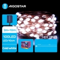 Aigostar - Guirnalda solar LED navideña 100xLED/8 funciones 12m IP65 800 mAh blanco frío