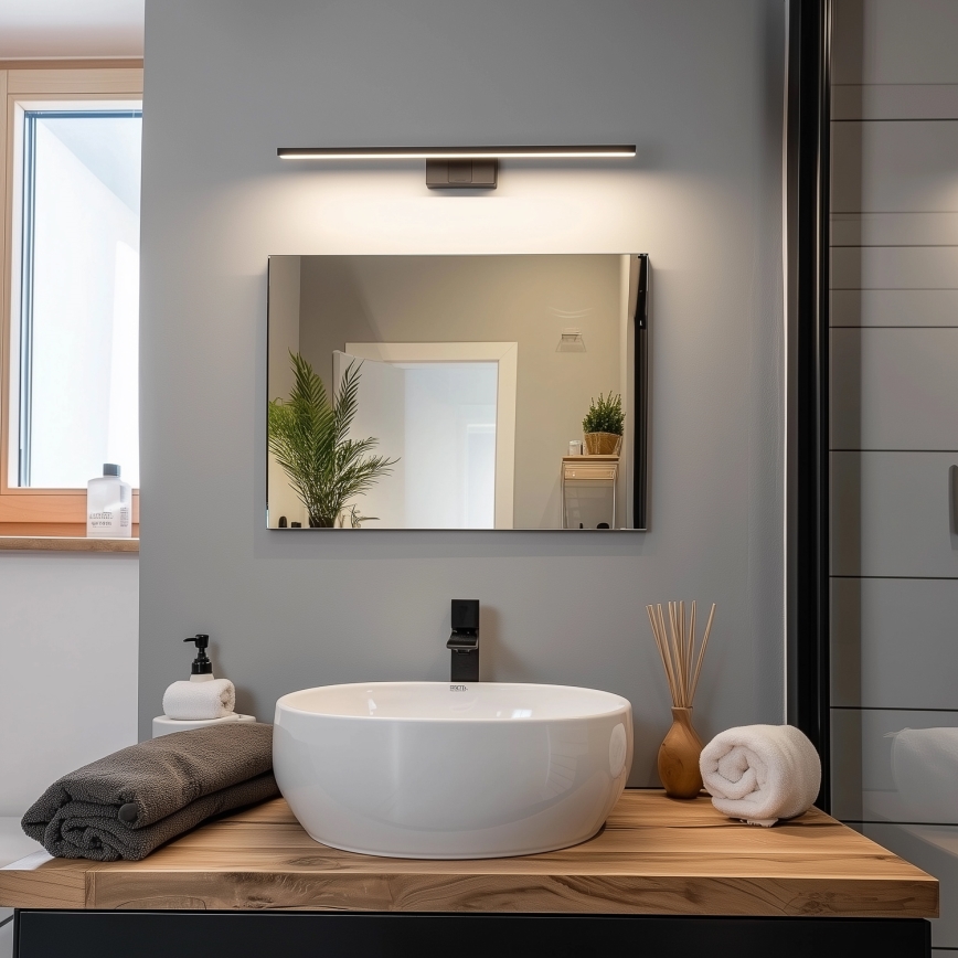 Aigostar - Iluminación LED para espejo de baño LED/12W/230V 4000K 60 cm IP44 negra