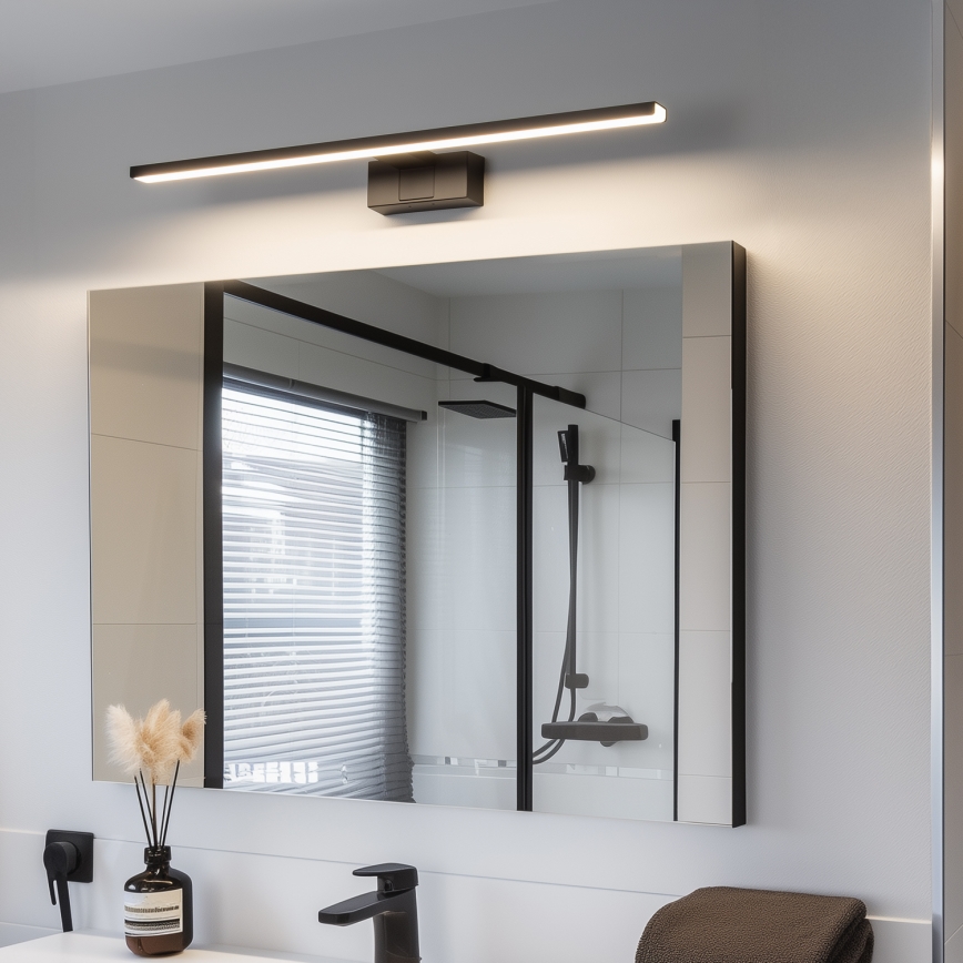 Aigostar - Iluminación LED para espejo de baño LED/12W/230V 4000K 60 cm IP44 negra