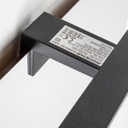 Aigostar - Iluminación LED para espejo de baño LED/12W/230V 4000K 60 cm IP44 negra