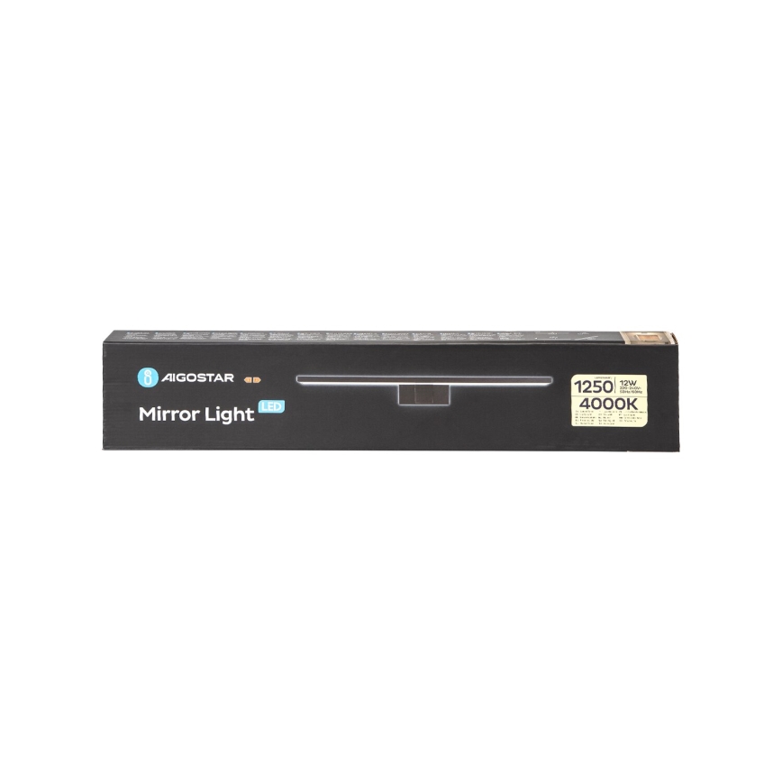 Aigostar - Iluminación LED para espejo de baño LED/12W/230V 4000K 60 cm IP44 negra