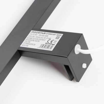 Aigostar - Iluminación LED para espejo de baño LED/8W/230V 4000K 40 cm IP44 negra