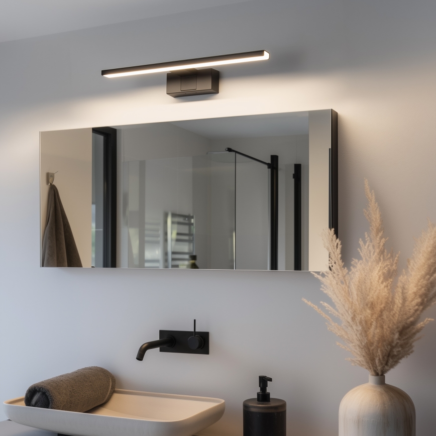 Aigostar - Iluminación LED para espejos de baño LED/8W/230V 4000K 40 cm IP44 negro
