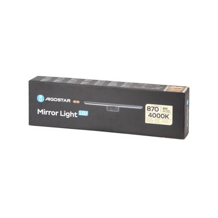 Aigostar - Iluminación LED para espejos de baño LED/8W/230V 4000K 40 cm IP44 negro
