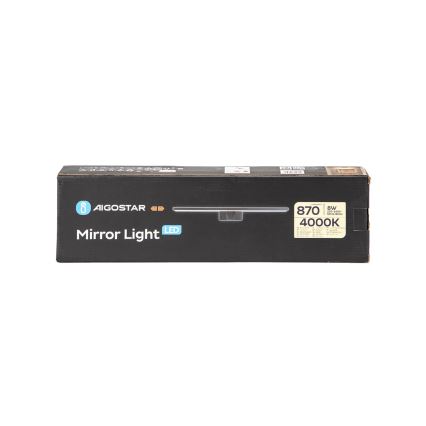 Aigostar - Iluminación LED para espejos de baño LED/8W/230V 4000K 40 cm IP44 negro