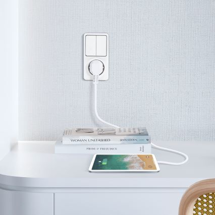 Aigostar - Interruptor doméstico 2P con enchufe 1x10A/250V SCHUKO
