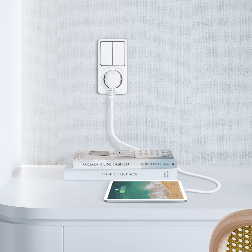 Aigostar - Interruptor doméstico 2P con enchufe 1x10A/250V SCHUKO