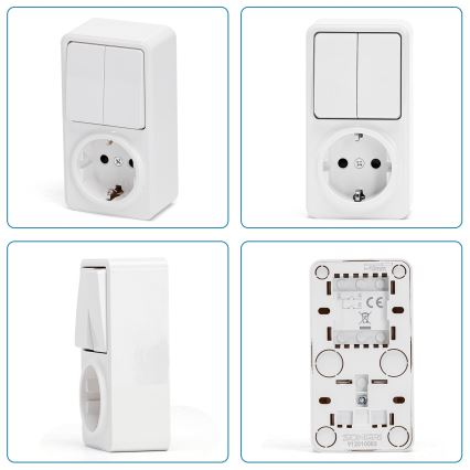 Aigostar - Interruptor doméstico 2P con enchufe 1x10A/250V SCHUKO