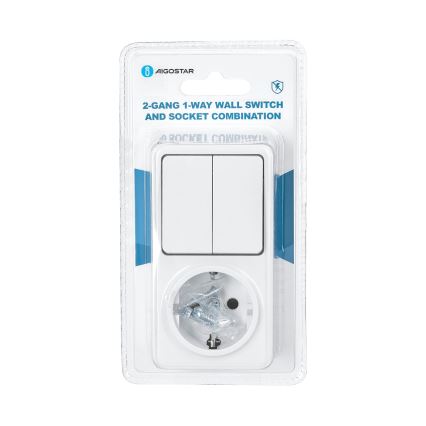 Aigostar - Interruptor doméstico 2P con enchufe 1x10A/250V SCHUKO