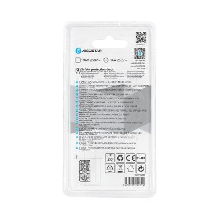 Aigostar - Interruptor doméstico 2P con enchufe 1x10A/250V SCHUKO
