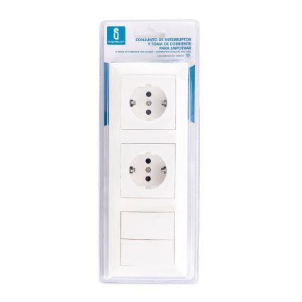 Aigostar - SET de 2 enchufes con interruptor 2x16A/250V SCHUKO