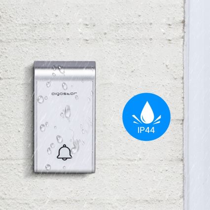 Aigostar - SET de 2 timbres inalámbricos para enchufe 230V/12V IP44 blanco