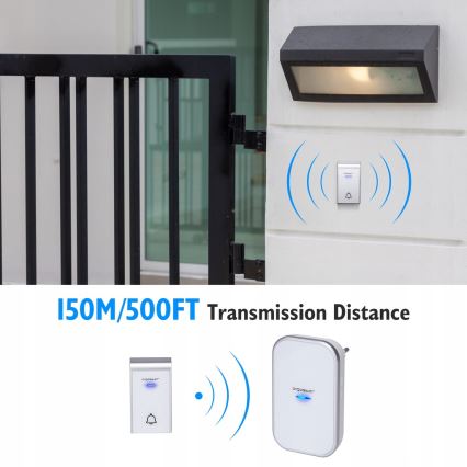 Aigostar - SET de 2 timbres inalámbricos para enchufe 230V/12V IP44 blanco