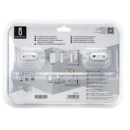 Aigostar - SET de 2 timbres inalámbricos para enchufe 230V/12V IP44 blanco