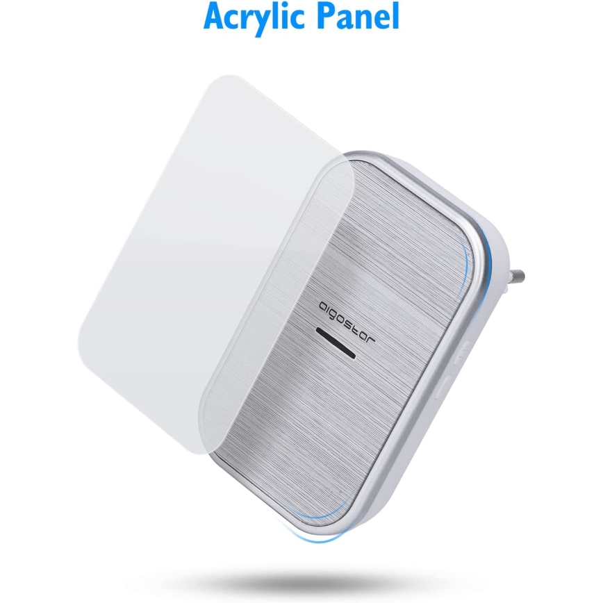 Aigostar - SET de 2 timbres inalámbricos para enchufe 230V/12V IP44 color plata